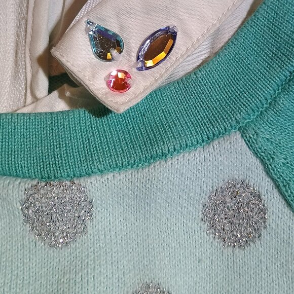 American Girl / Long Sleeve Top / Kids Girls / Size XS 6 / Aqua / Sparkly Silver - Picture 3 of 8